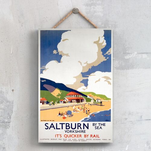 P0723 - Yorkshire Saltburn By The Sea Original National Railway Poster On A Plaque Vintage Decor