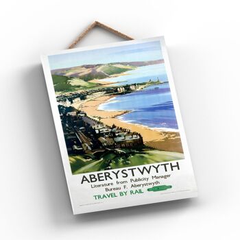P0726 - Affiche originale des chemins de fer nationaux de la côte d'Aberystwyth sur une plaque décor vintage 2