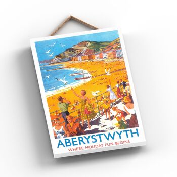 P0727 - Aberystwyth Holiday Original National Railway Poster sur une plaque décor vintage 2