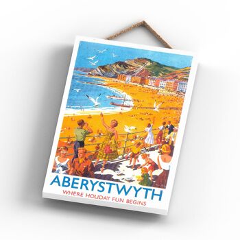 P0727 - Aberystwyth Holiday Original National Railway Poster sur une plaque décor vintage 3