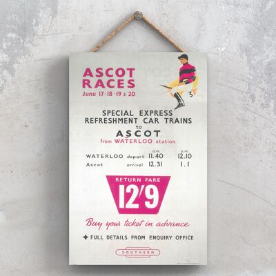 P0731 - Ascot Races Affiche Originale National Railway Sur Une Plaque Décor Vintage