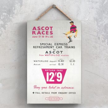 P0731 - Ascot Races Affiche Originale National Railway Sur Une Plaque Décor Vintage 1