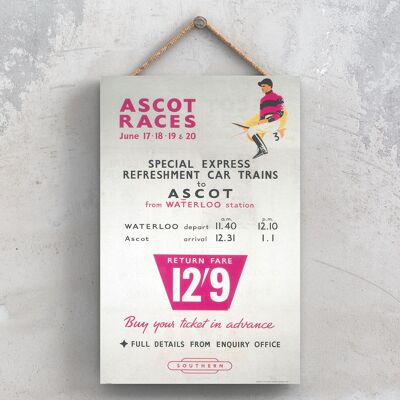 P0731 - Ascot Races Original National Railway Poster On A Plaque Vintage Decor