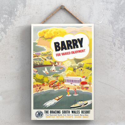 P0738 - Barry Varied Enjoyment Original National Railway Poster auf einer Plakette im Vintage-Dekor