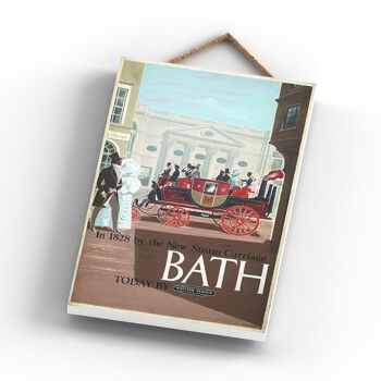 P0740 - Bath By New Steam Carriage Affiche originale des chemins de fer nationaux sur une plaque décor vintage 3
