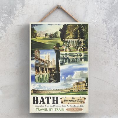P0742 - Bath The Georgian City Affiche originale des chemins de fer nationaux sur une plaque décor vintage