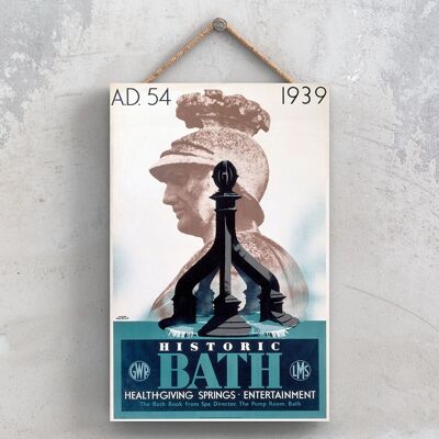 P0743 - Bathealth Giving Springs Poster originale della National Railway su una targa con decorazioni vintage