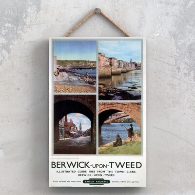 P0745 - Berwick Upon Tweed Arch Póster original del ferrocarril nacional en una placa de decoración vintage