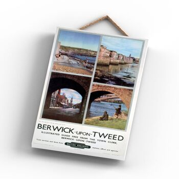 P0745 - Berwick Upon Tweed Arch Affiche originale des chemins de fer nationaux sur une plaque décor vintage 3