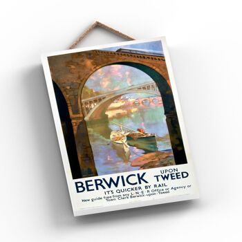 P0746 - Berwick Upon Tweed Bridge Affiche originale des chemins de fer nationaux sur une plaque décor vintage 2