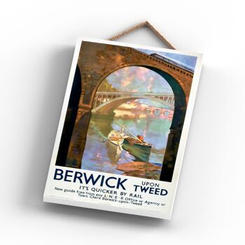 P0746 - Berwick Upon Tweed Bridge Affiche originale des chemins de fer nationaux sur une plaque décor vintage 3