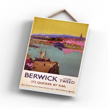 P0747 - Berwick Upon Tweed Quicker Affiche originale des chemins de fer nationaux sur une plaque décor vintage 3