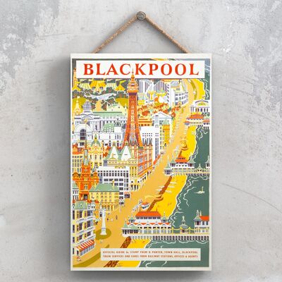 P0752 - Poster della National Railway originale del molo di Blackpool su una targa con decorazioni vintage