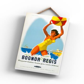 P0754 - Bognor Regis Beach Ball Affiche originale des chemins de fer nationaux sur une plaque décor vintage 3