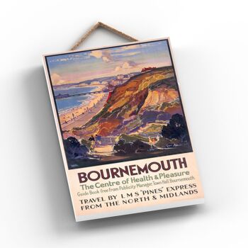 P0759 - Bournemouth Pleasure Affiche originale des chemins de fer nationaux sur une plaque décor vintage 2