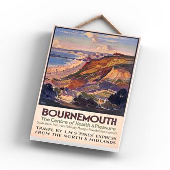 P0759 - Bournemouth Pleasure Affiche originale des chemins de fer nationaux sur une plaque décor vintage 3