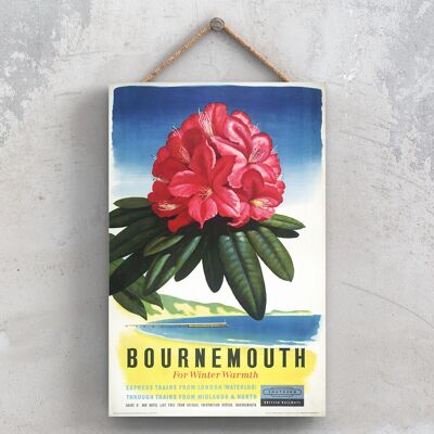 P0762 - Bournemouth Winter Warmth Original National Railway Poster auf einer Plakette Vintage Decor