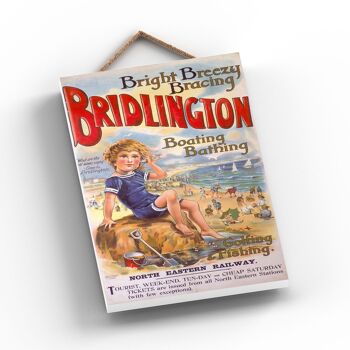 P0763 - Bridlington Bright Breezy Affiche originale des chemins de fer nationaux sur une plaque Décor vintage 2