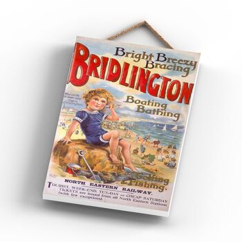 P0763 - Bridlington Bright Breezy Affiche originale des chemins de fer nationaux sur une plaque Décor vintage 3