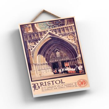 P0767 - Bristol Cathedral City Affiche originale des chemins de fer nationaux sur une plaque décor vintage 2