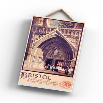 P0767 - Bristol Cathedral City Affiche originale des chemins de fer nationaux sur une plaque décor vintage 3