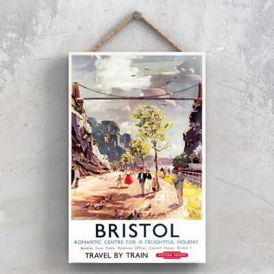 P0768 - Bristol Clifton Bridge Affiche originale des chemins de fer nationaux sur une plaque décor vintage