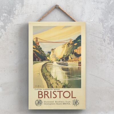 P0769 - Affiche originale du pont suspendu de Bristol Clifton National Railway sur une plaque décor vintage