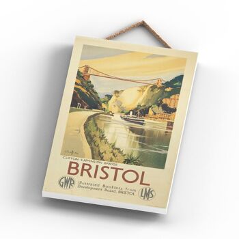 P0769 - Affiche originale du pont suspendu de Bristol Clifton National Railway sur une plaque décor vintage 3
