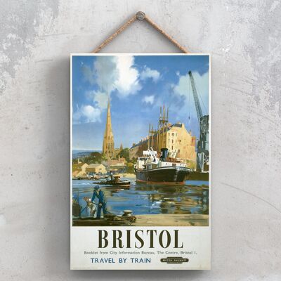 P0770 - Bristol Docks Poster originale della National Railway su una targa con decorazioni vintage