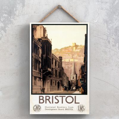 P0771 - Póster del ferrocarril nacional original de la calle Bristol en una placa de decoración vintage