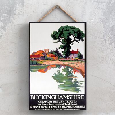 P0777 - Buckinghamshire Beauty Spots Affiche originale des chemins de fer nationaux sur une plaque Décor vintage