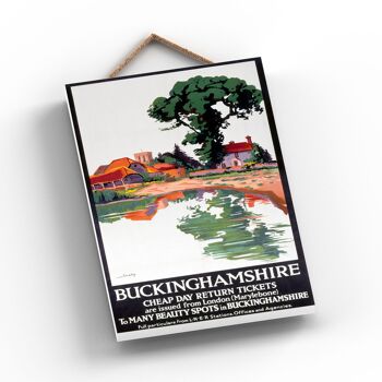 P0777 - Buckinghamshire Beauty Spots Affiche originale des chemins de fer nationaux sur une plaque Décor vintage 2
