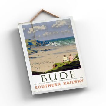 P0778 - Bude Beach Scene Affiche originale des chemins de fer nationaux sur une plaque décor vintage 2