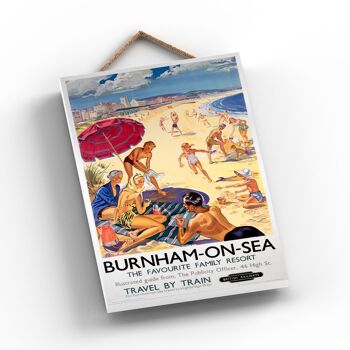 P0779 - Burnham On Sea Favorite Family Resort Affiche originale des chemins de fer nationaux sur une plaque Décor vintage 2