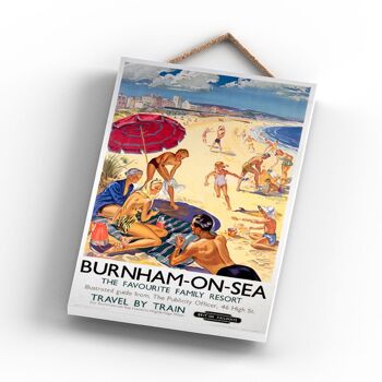 P0779 - Burnham On Sea Favorite Family Resort Affiche originale des chemins de fer nationaux sur une plaque Décor vintage 3