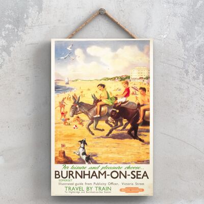P0780 - Burnham On Sea For Leisure Poster originale della National Railway su una targa con decorazioni vintage