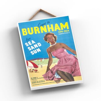 P0782 - Burnham On Sea Sun Sand Sea Affiche Originale National Railway Sur Une Plaque Décor Vintage 2