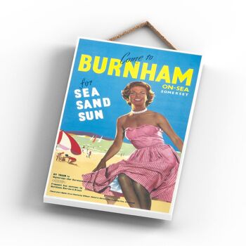 P0782 - Burnham On Sea Sun Sand Sea Affiche Originale National Railway Sur Une Plaque Décor Vintage 3