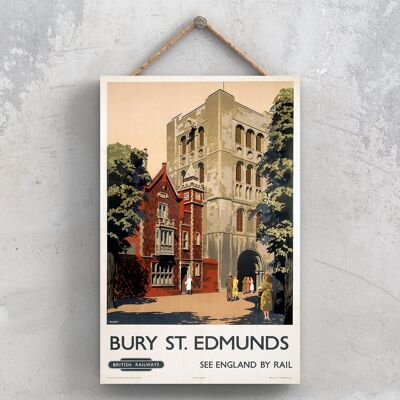 P0783 - Bury St Edmunds Affiche originale des chemins de fer nationaux sur une plaque décor vintage