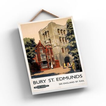 P0783 - Bury St Edmunds Affiche originale des chemins de fer nationaux sur une plaque décor vintage 2