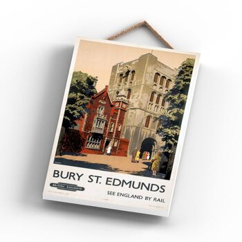 P0783 - Bury St Edmunds Affiche originale des chemins de fer nationaux sur une plaque décor vintage 3