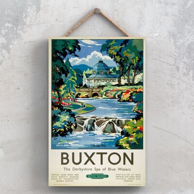 P0785 - Buxton Pavilion Gardens Affiche originale des chemins de fer nationaux sur une plaque décor vintage