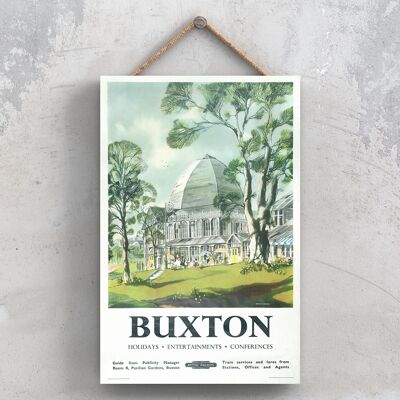 P0786 – Buxtonolidays Entertainments Conferences Original National Railway Poster auf einer Plakette im Vintage-Dekor