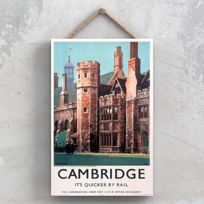 P0790 - Cambridge Peterhouse Earliest College Foundation Poster originale della National Railway su una targa Decor vintage