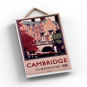 P0791 - Affiche originale des chemins de fer nationaux de Cambridge St Johns sur une plaque décor vintage 2