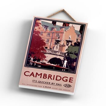 P0791 - Affiche originale des chemins de fer nationaux de Cambridge St Johns sur une plaque décor vintage 3