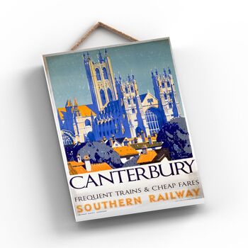 P0795 - Canterbury Cathedral Frequent Trains Affiche originale des chemins de fer nationaux sur une plaque décor vintage 2