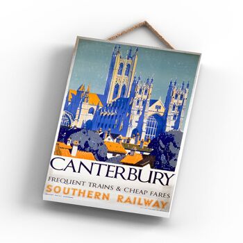 P0795 - Canterbury Cathedral Frequent Trains Affiche originale des chemins de fer nationaux sur une plaque décor vintage 3