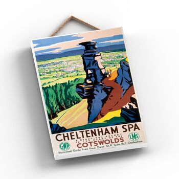 P0798 - Cheltenham Spa Cotswolds Affiche originale des chemins de fer nationaux sur une plaque décor vintage 2