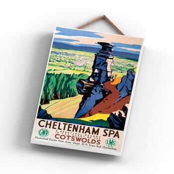 P0798 - Cheltenham Spa Cotswolds Affiche originale des chemins de fer nationaux sur une plaque décor vintage 3